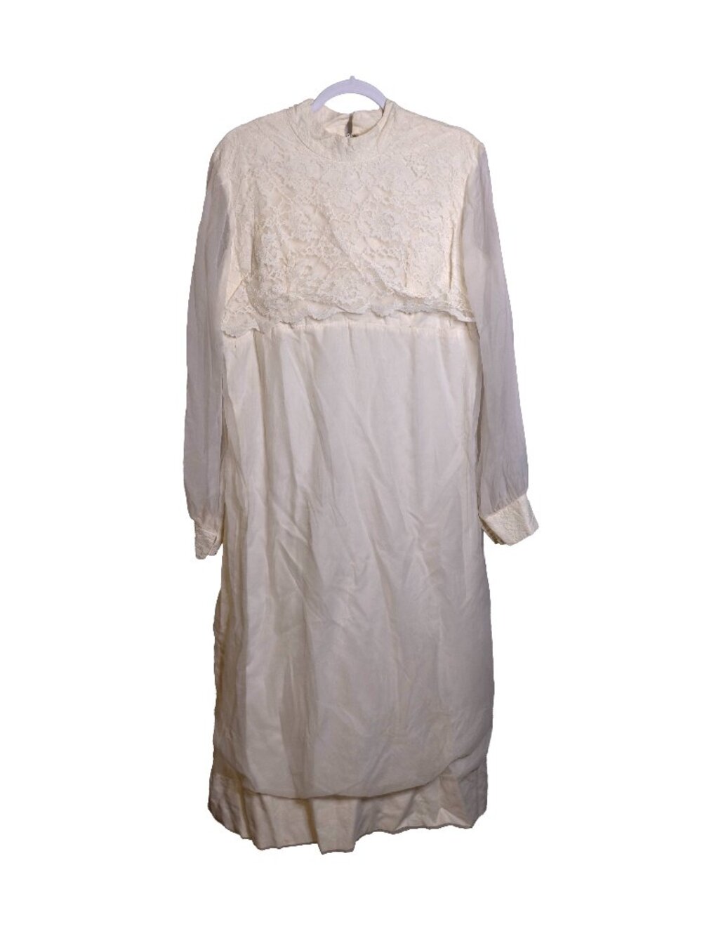 Vintage 70s Style Ivory Lace & Mesh Wedding/Formal Gown - XL/1X